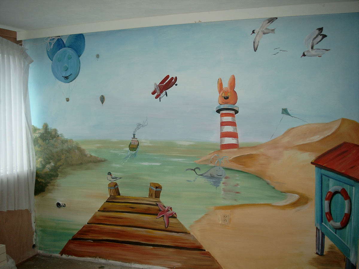 Muurschildering in een kinderkamer